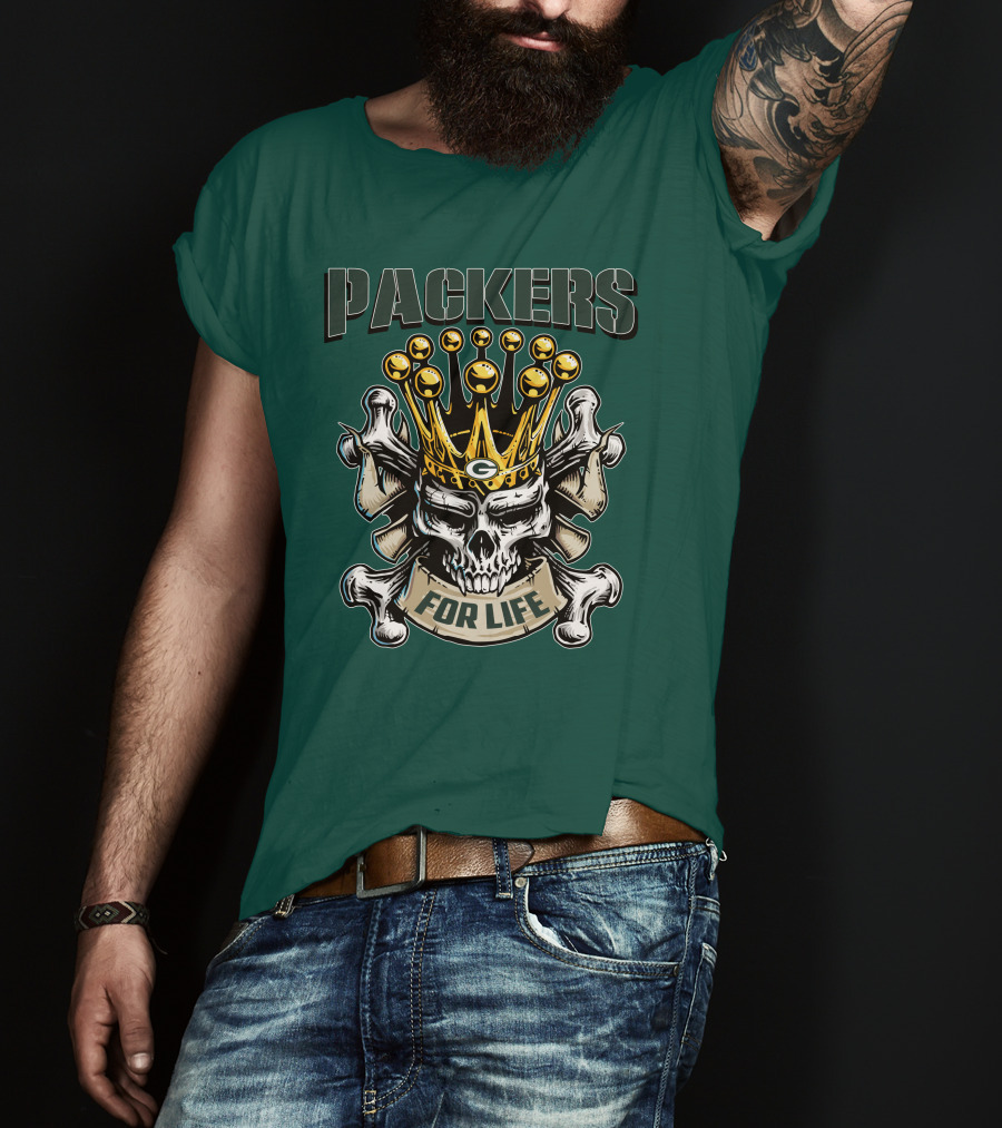Packers Skull King Crown For Life T-Shirt