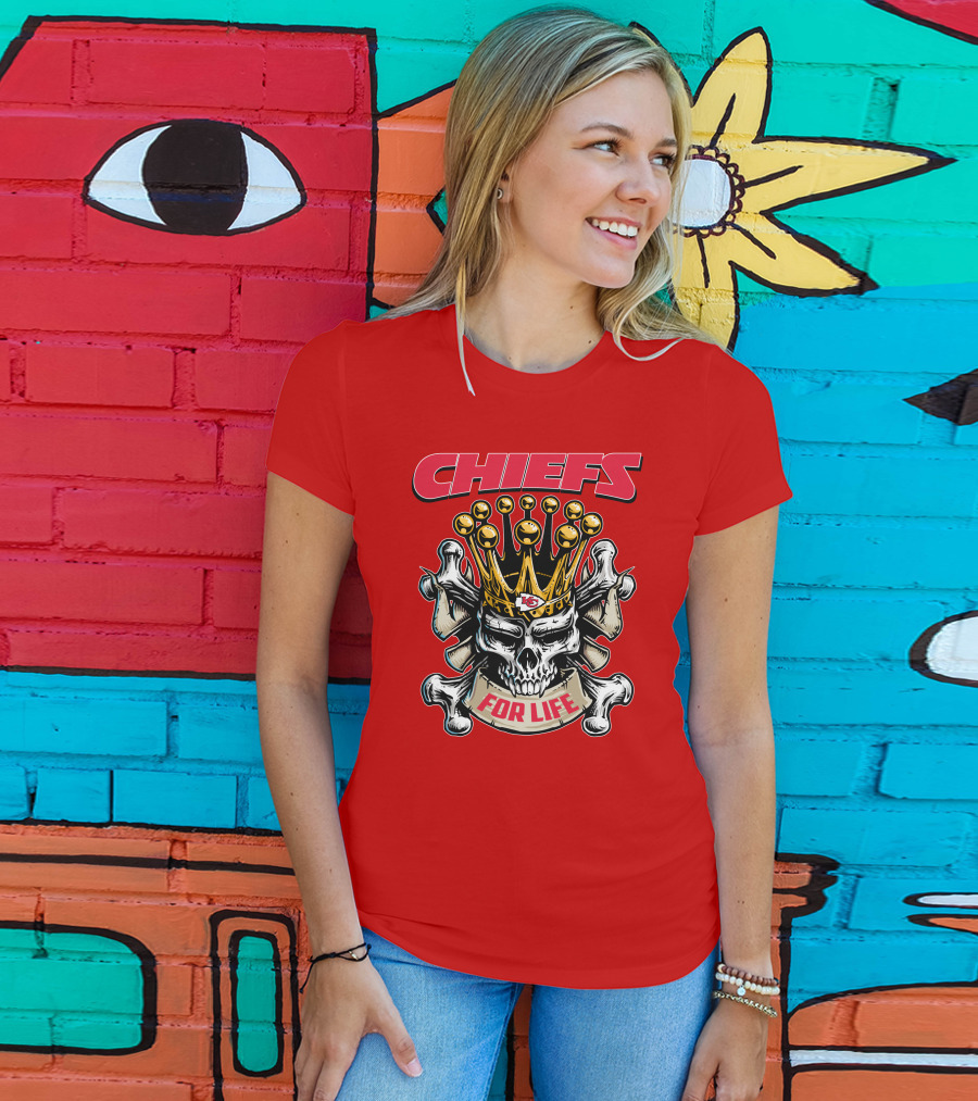 Chiefs Skull King Crown For Life T-Shirt