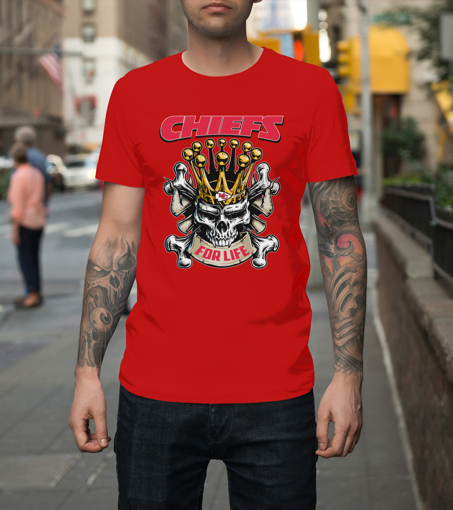 Chiefs Skull King Crown For Life T-Shirt