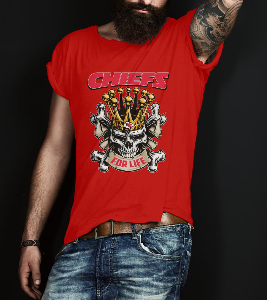 Chiefs Skull King Crown For Life T-Shirt