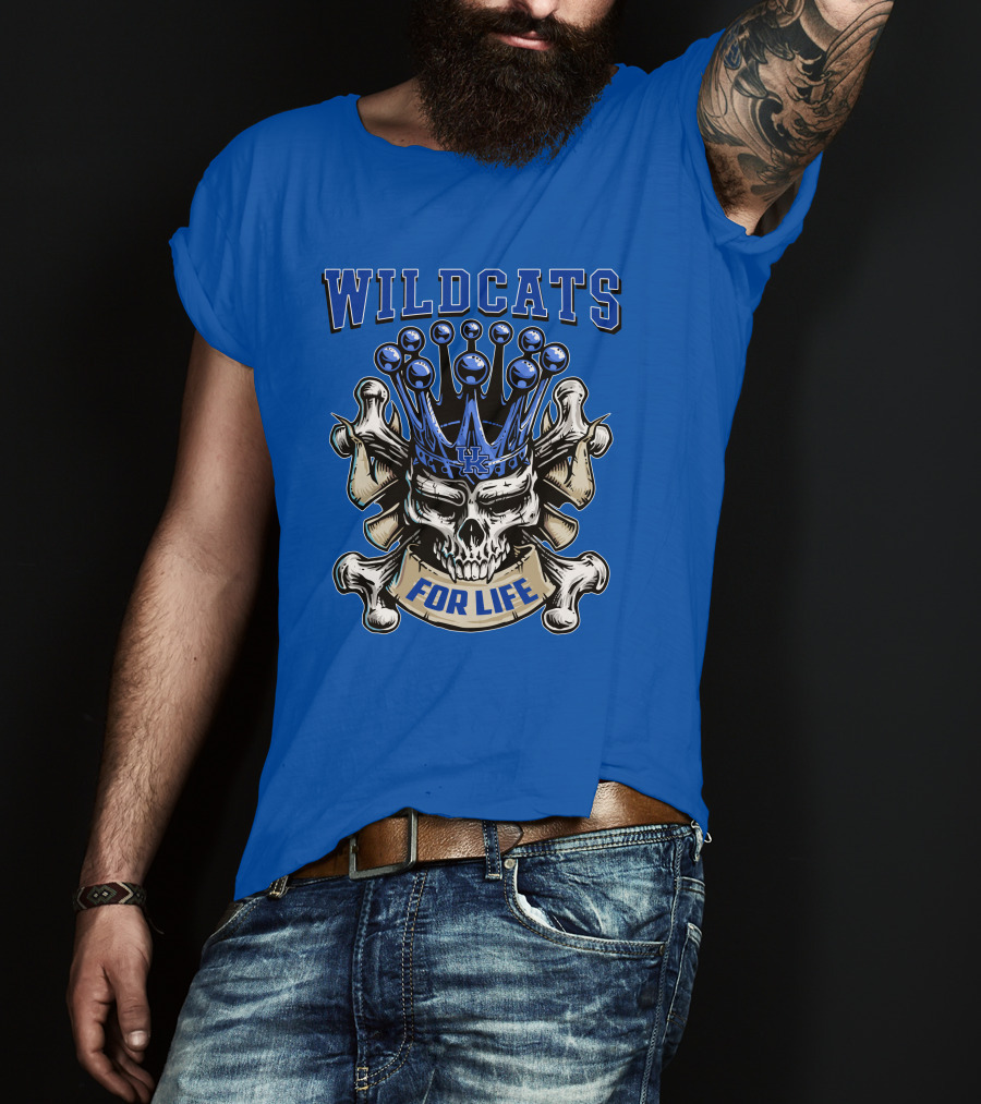 Wildcats For Life Skull King Kentucky Wildcats T-Shirt