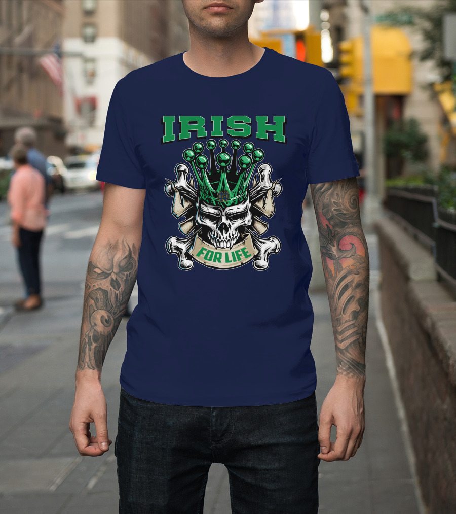 Irish Skull King Notre Dame For Life T-Shirt