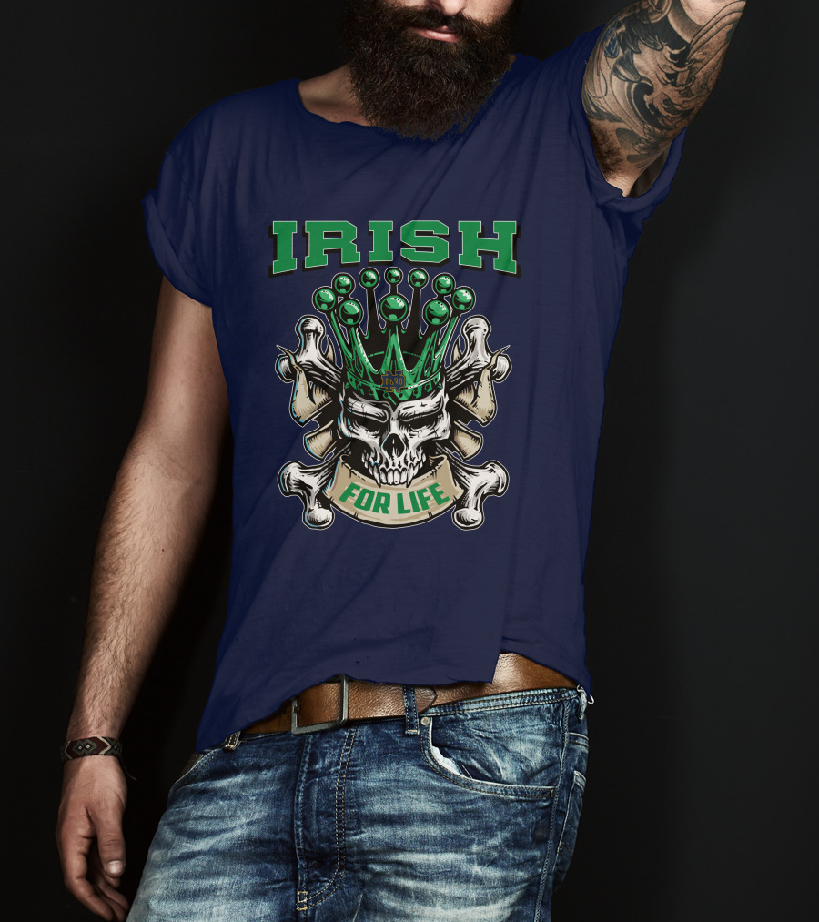 Irish Skull King Notre Dame For Life T-Shirt