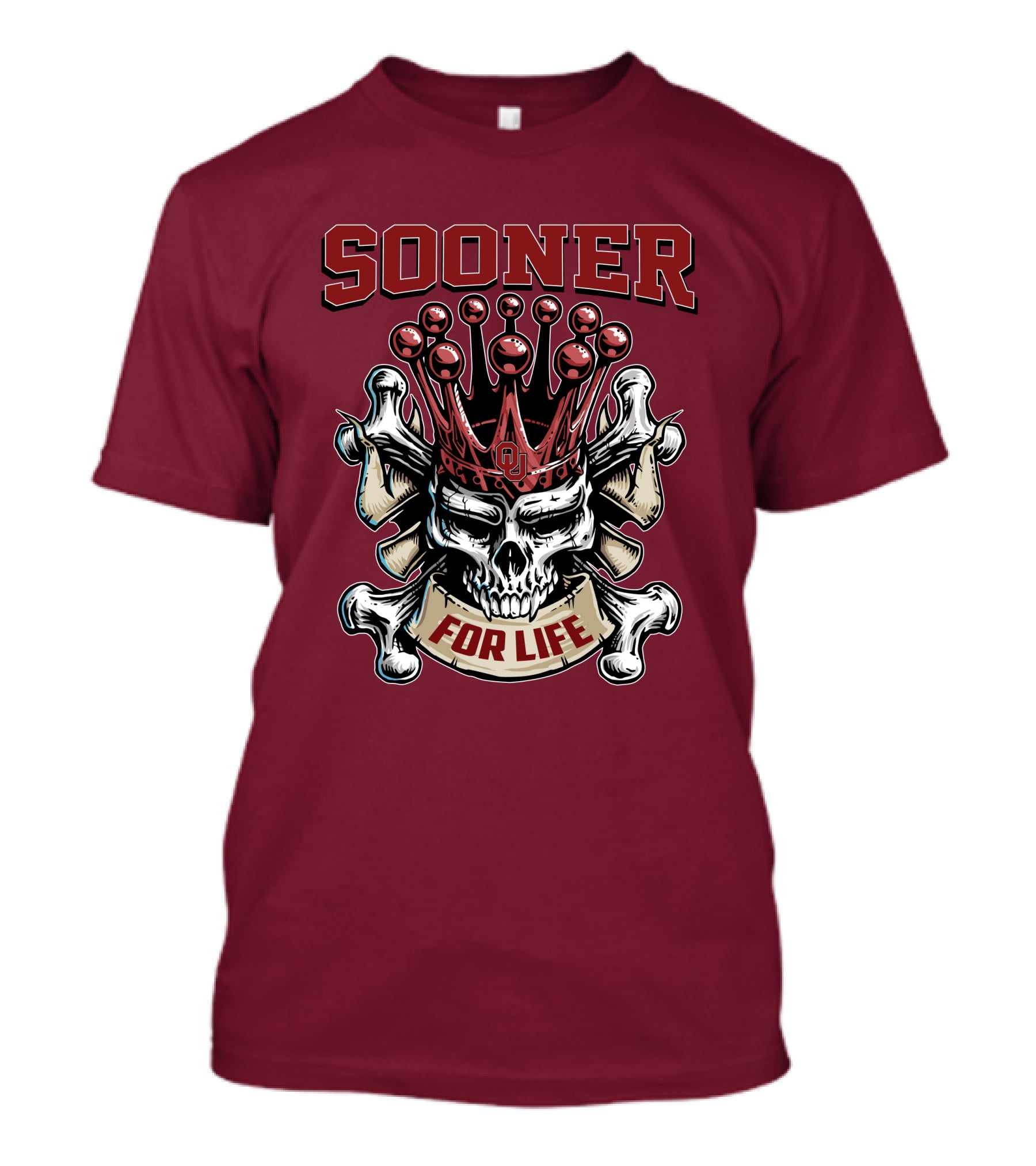 Sooner Skull King Ou Crown For Life T-Shirt