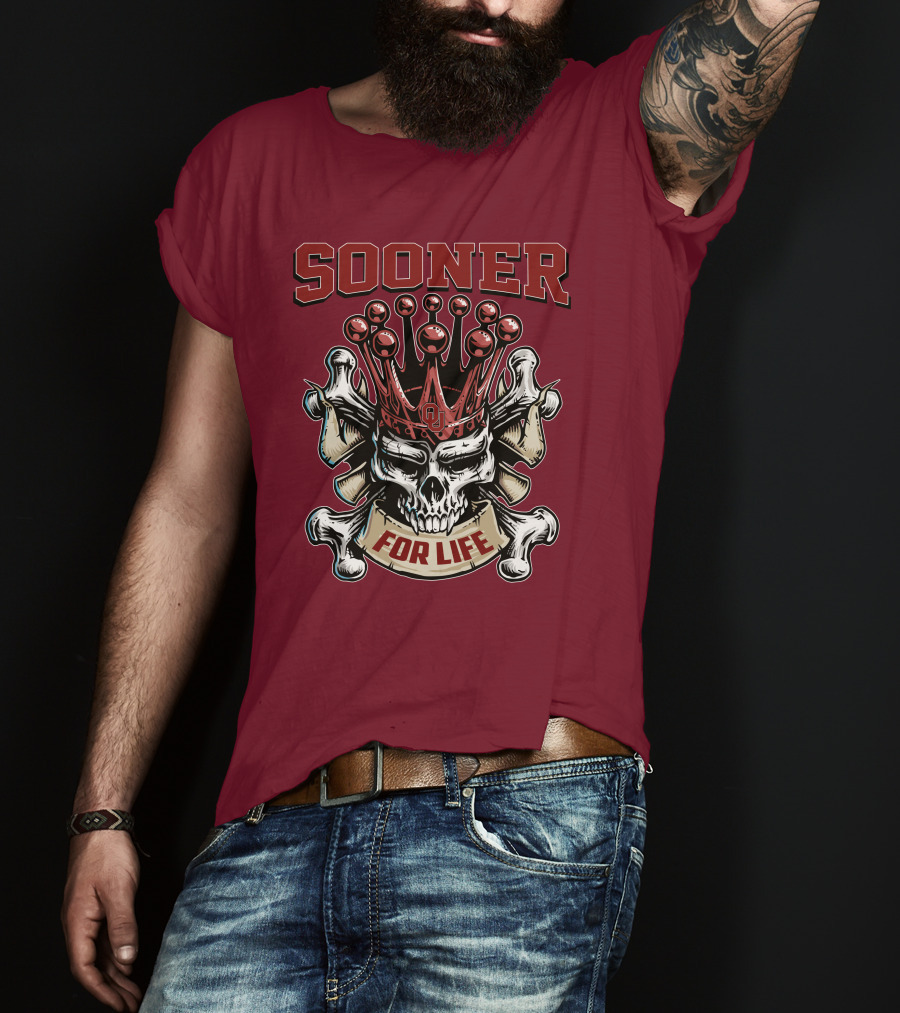 Sooner Skull King Ou Crown For Life T-Shirt