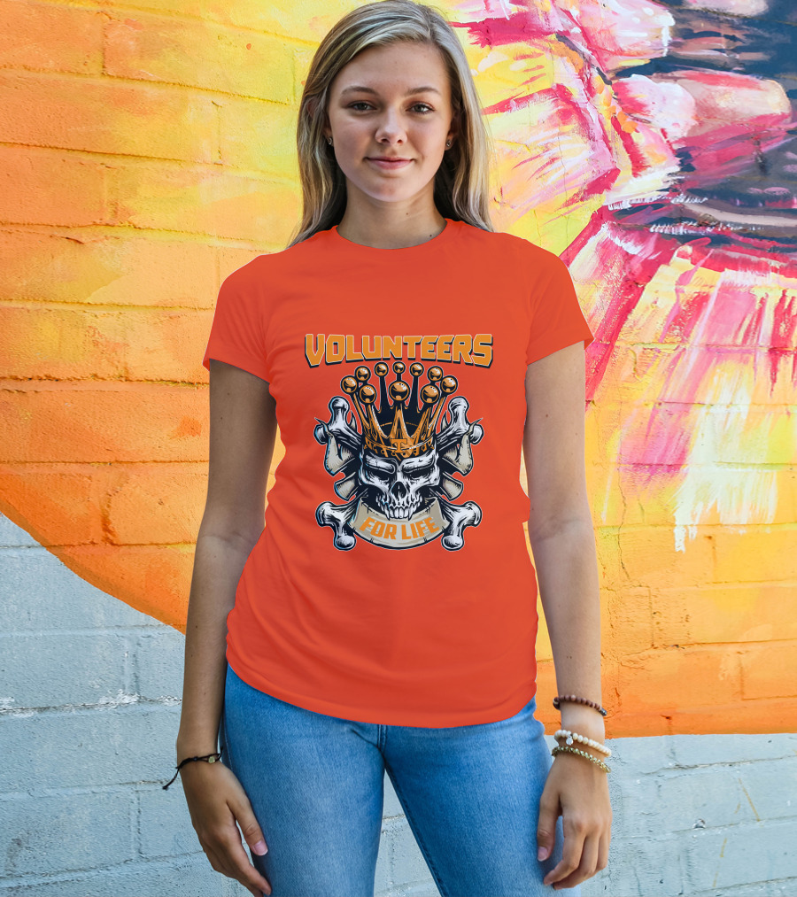 Volunteers Skull King Crown Tennessee For Life T-Shirt
