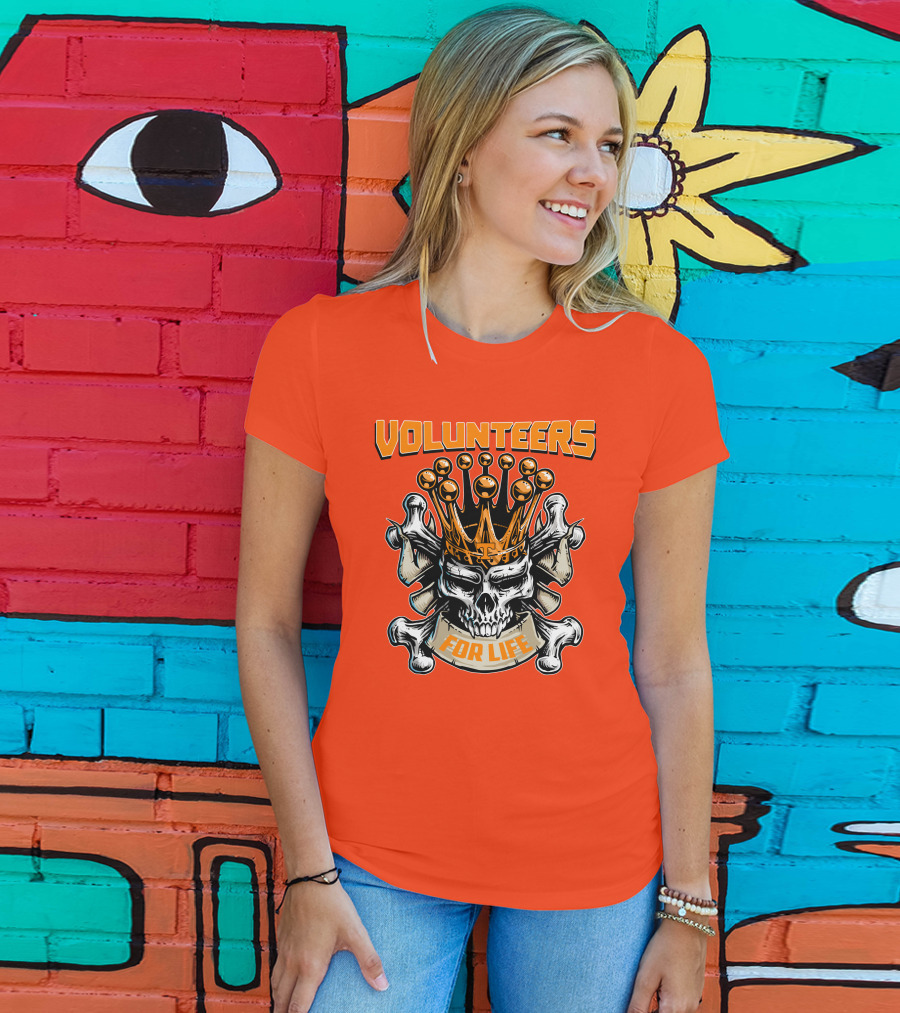 Volunteers Skull King Crown Tennessee For Life T-Shirt