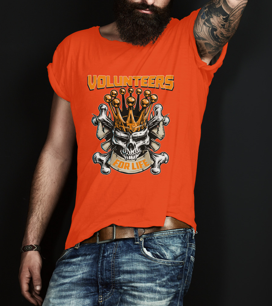 Volunteers Skull King Crown Tennessee For Life T-Shirt