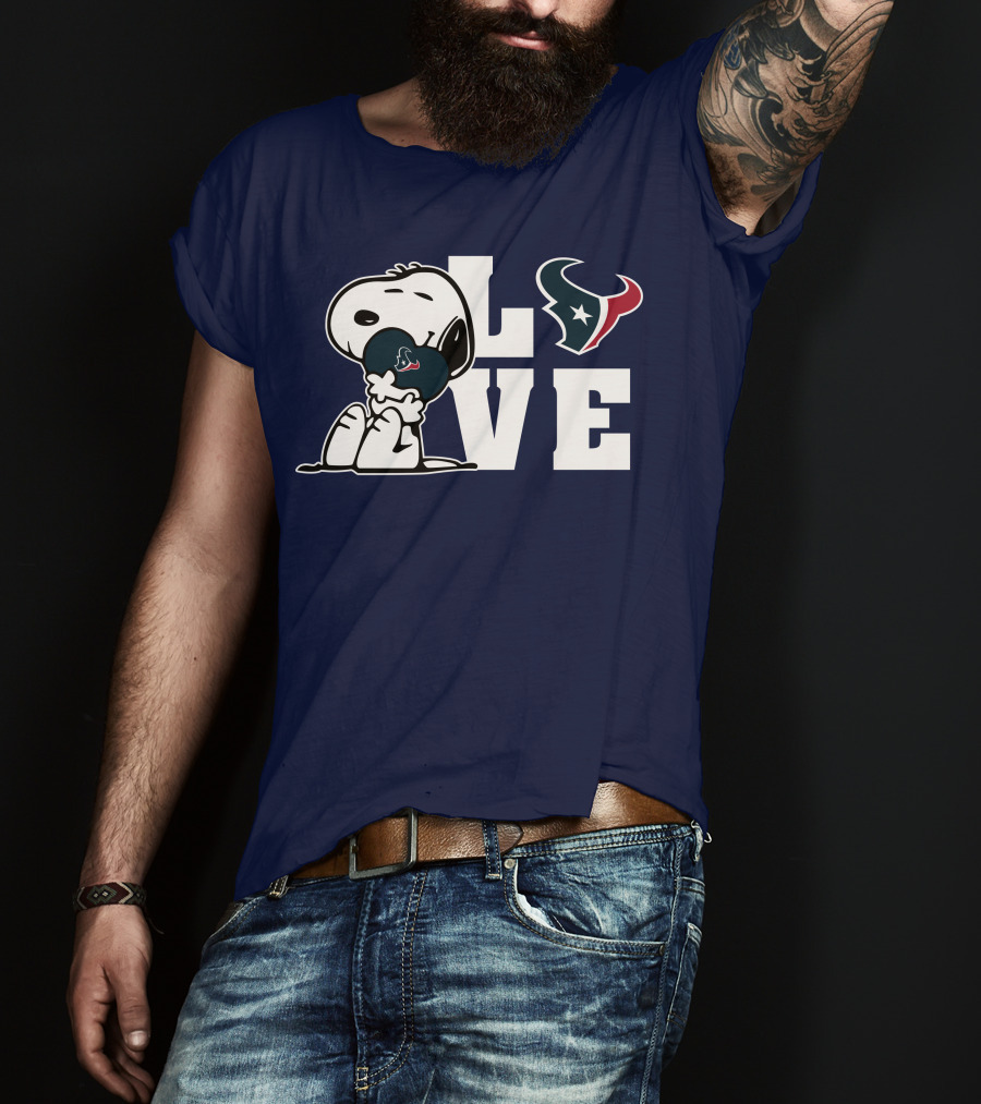 Snoopy Hugging Love Houston Texans T-Shirt
