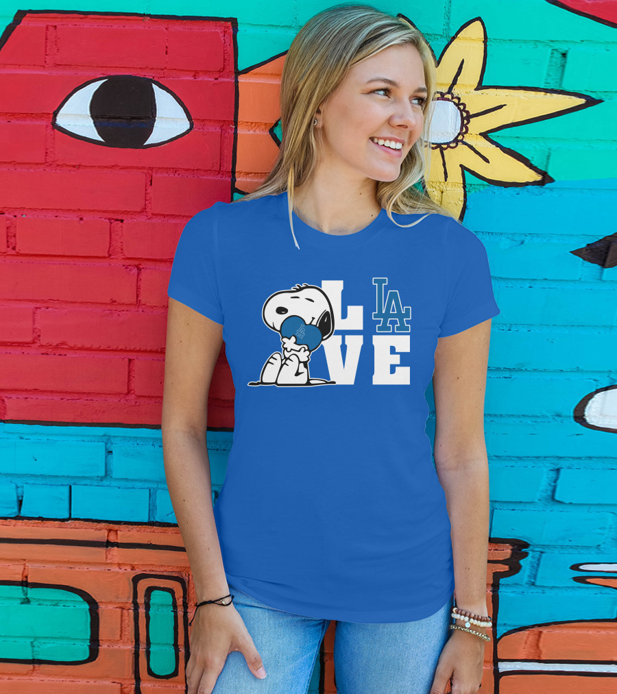 Snoopy Love La Dodgers Peanuts Mlb Collaboration T-Shirt