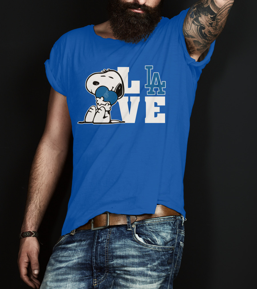 Snoopy Love La Dodgers Peanuts Mlb Collaboration T-Shirt