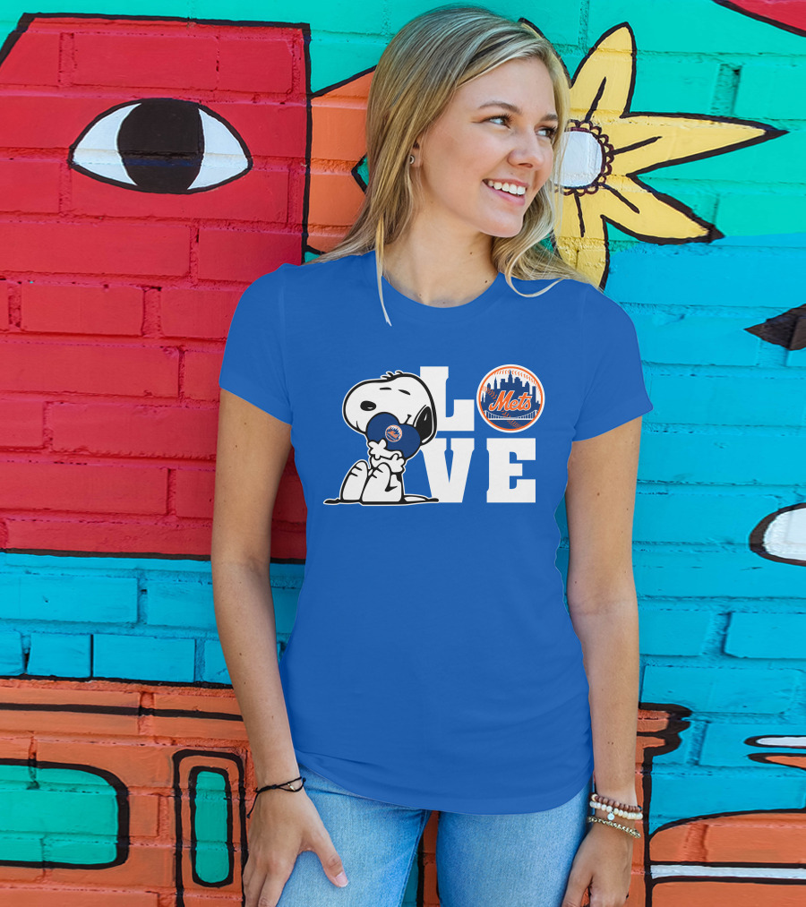 Snoopy Love Mets Baseball New York Peanuts Fan Gear T-Shirt