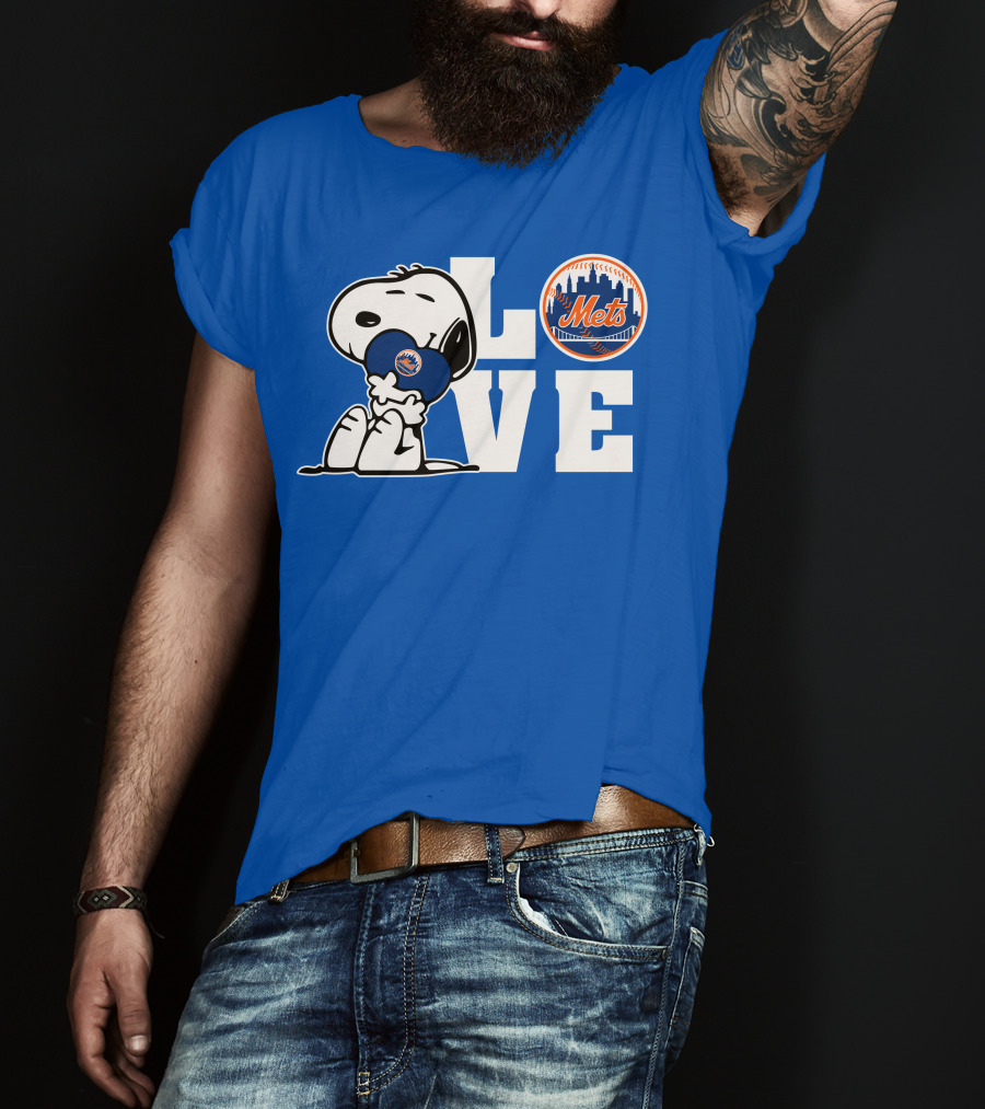 Snoopy Love Mets Baseball New York Peanuts Fan Gear T-Shirt