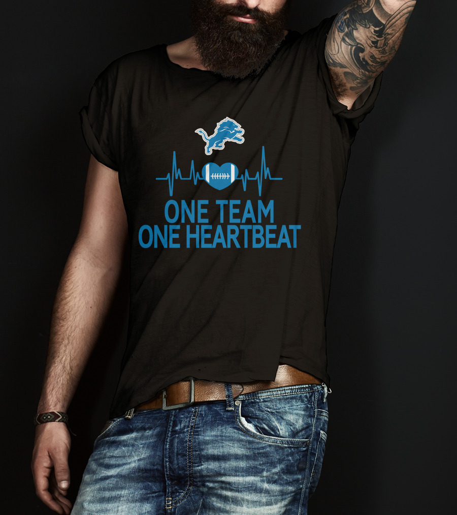 Detroit Lions One Team One Heartbeat Football Heartbeat T-Shirt