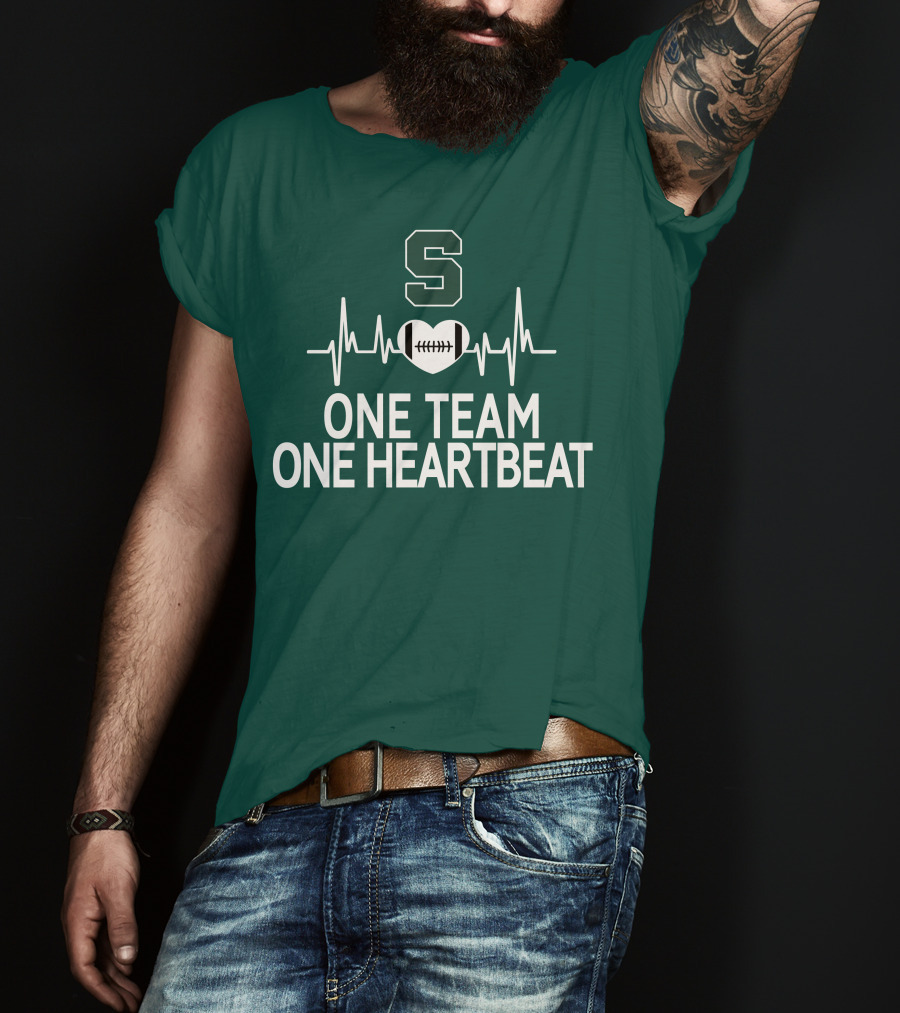 Michigan State Spartans S Logo Football Heartbeat One Team One Heartbeat T-Shirt