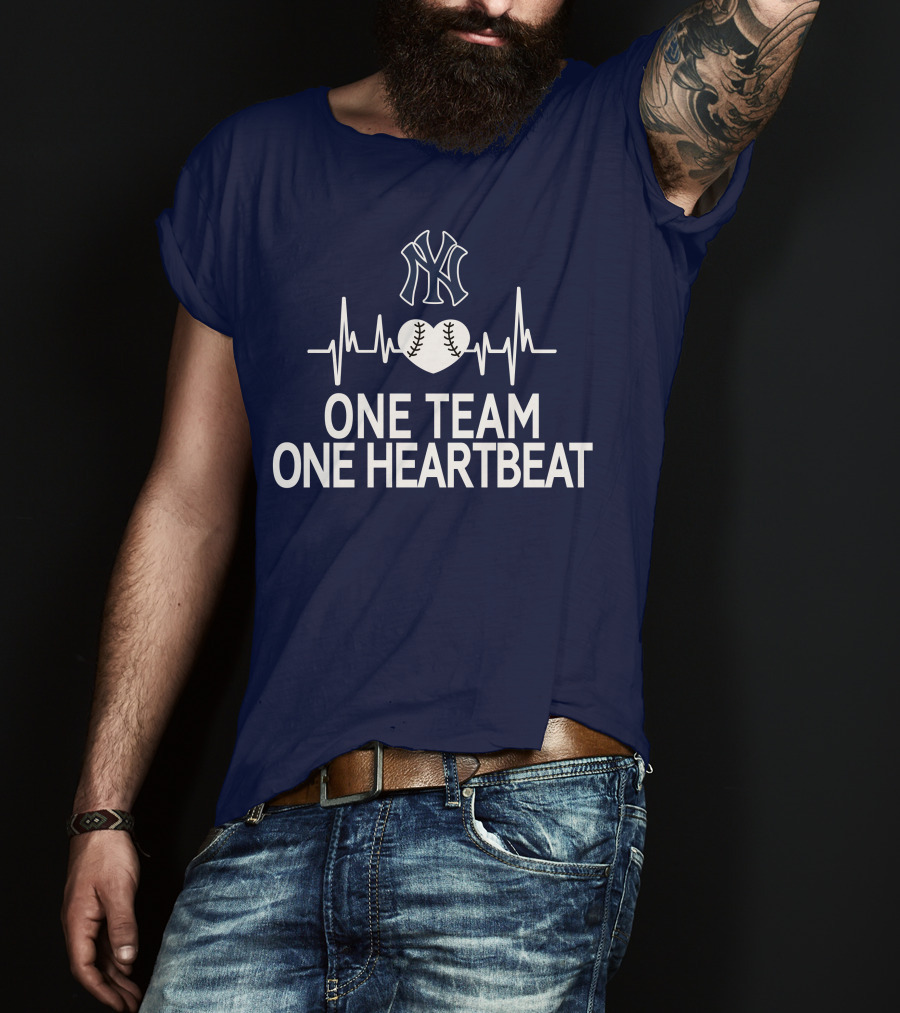 New York Yankees One Team One Heartbeat Baseball Heartbeat T-Shirt