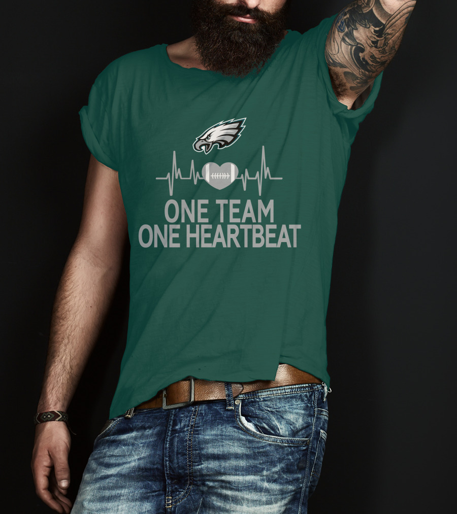 Philadelphia Eagles One Team One Heartbeat Football Logo Heartbeat T-Shirt
