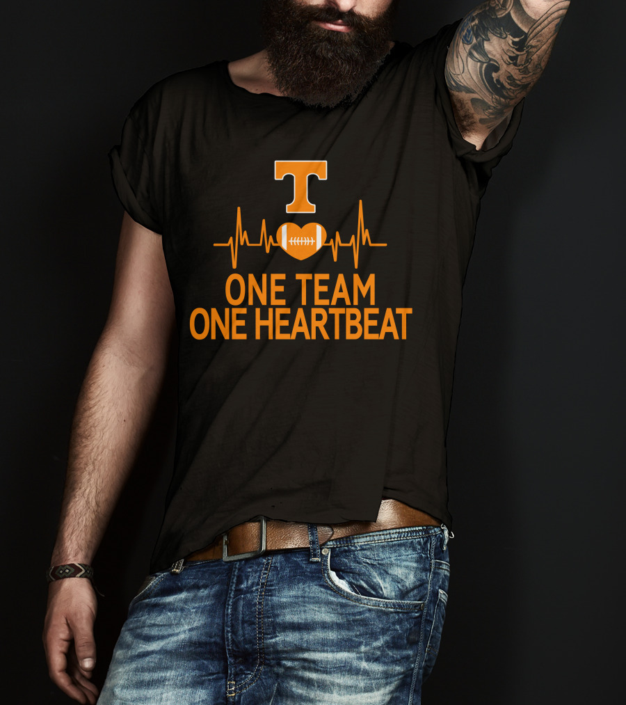 Tennessee Volunteers T Logo Heartbeat Football One Team One Heartbeat T-Shirt