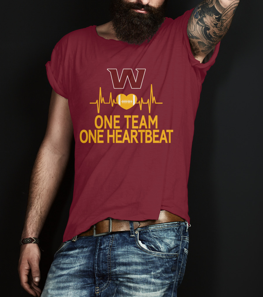 Washington Football Team W One Team One Heartbeat Football Heartbeat T-Shirt