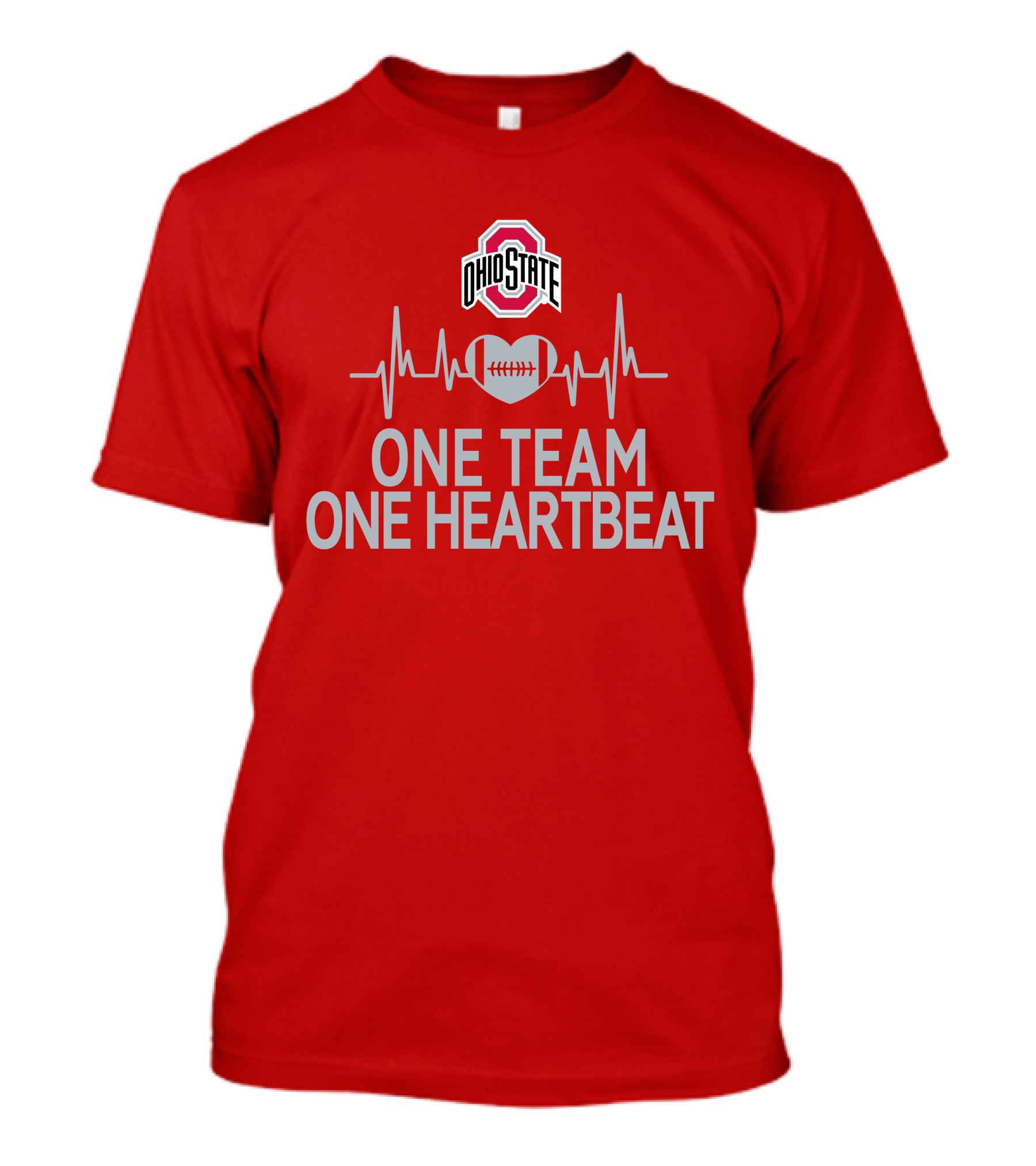 Ohio State Buckeyes Logo One Team One Heartbeat Football Heartbeat Line T-Shirt
