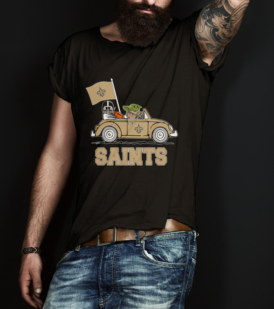 New Orleans Saints Darth Vader Baby Yoda Car Star Wars Driving T-Shirt