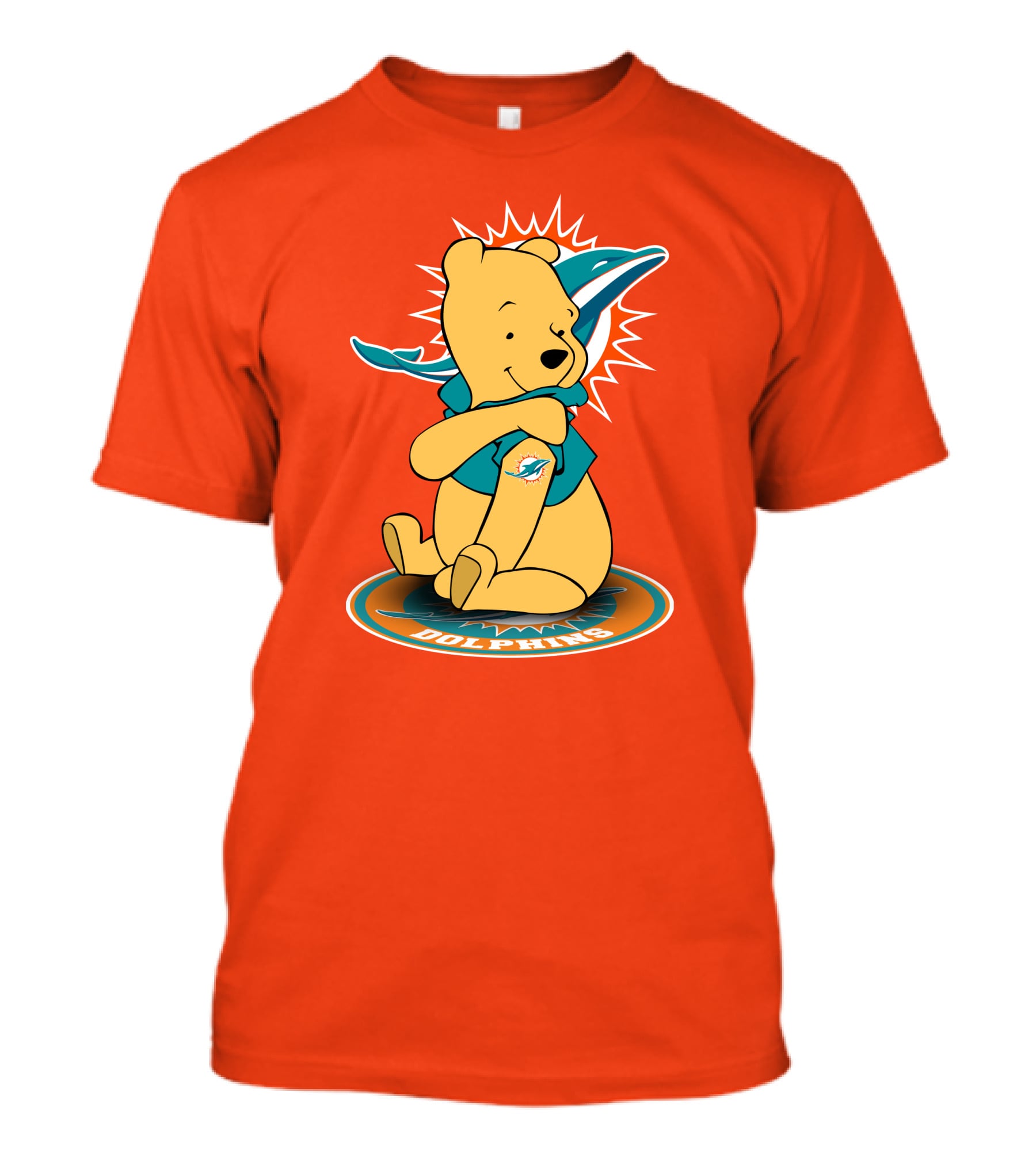 Miami Dolphins Winnie The Pooh NFL Football Crossover T-Shirt