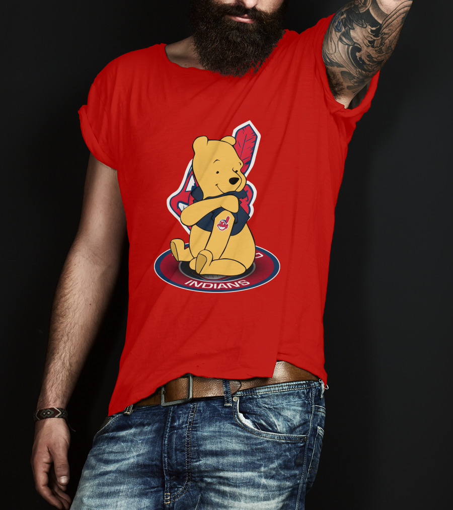 Winnie The Pooh Cleveland Indians Baseball Team Crossover T-Shirt