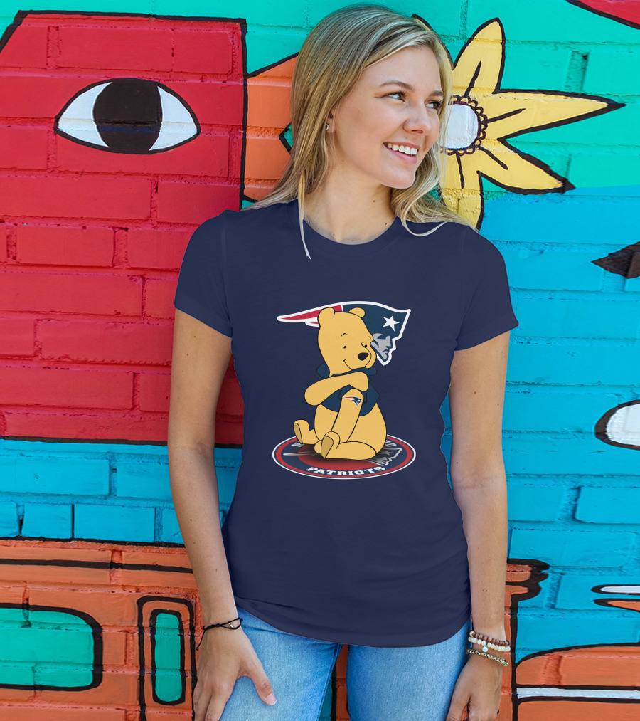 New England Patriots Winnie The Pooh Logo With Patriots Emblem T-Shirt