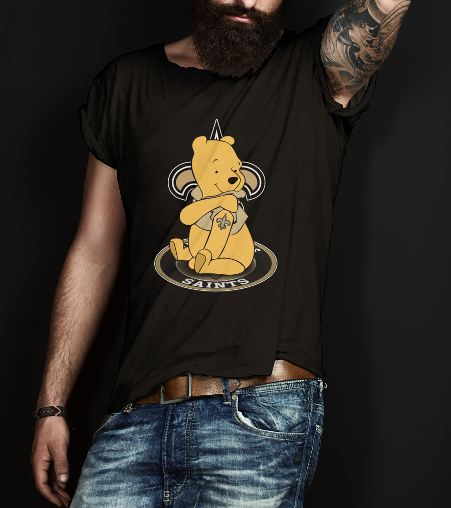 New Orleans Saints Winnie The Pooh Fan Logo Fusion T-Shirt