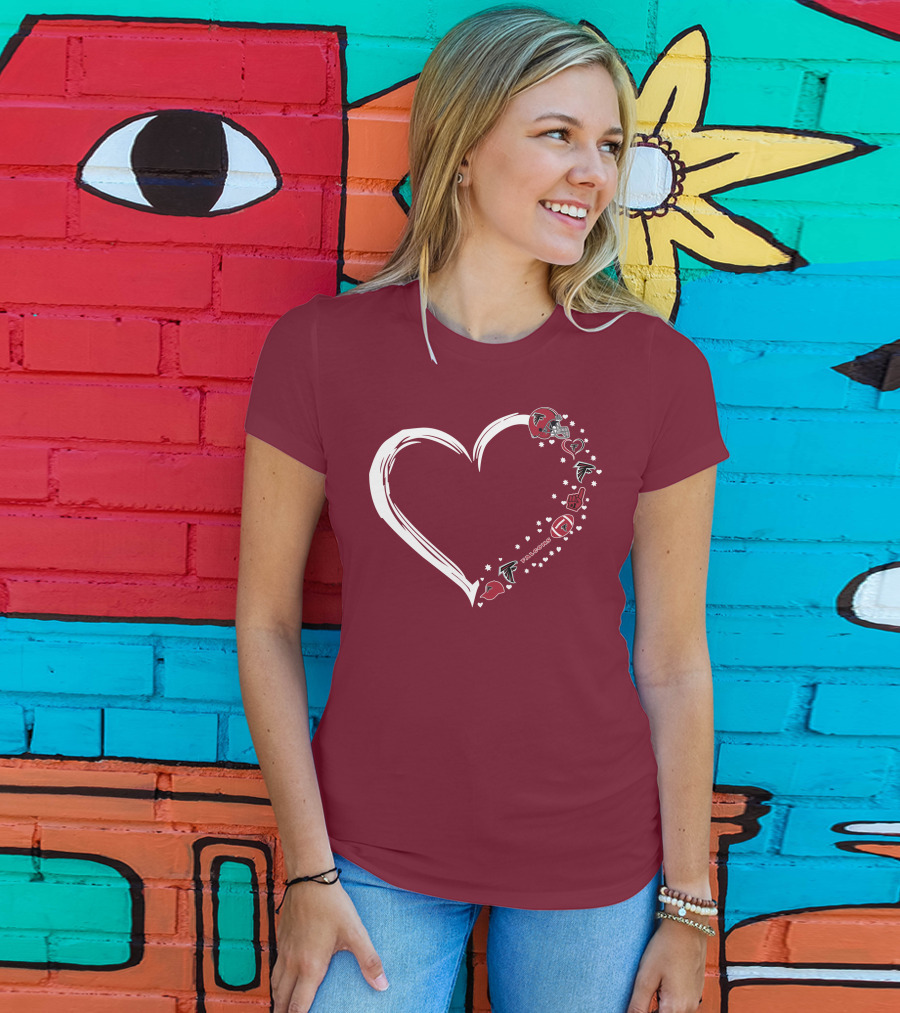 Atlanta Falcons Heart-Shaped Fan Love T-Shirt