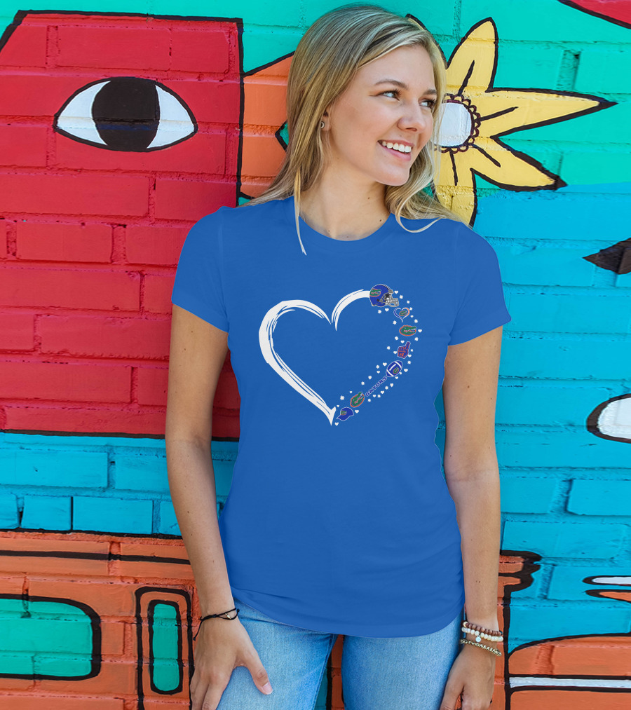 Florida Gators Love Heart Helmet Fan Symbols T-Shirt