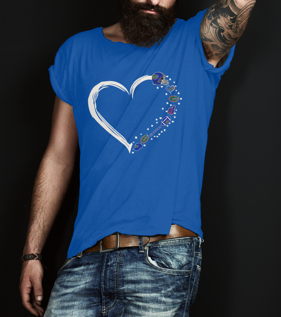 Florida Gators Love Heart Helmet Fan Symbols T-Shirt