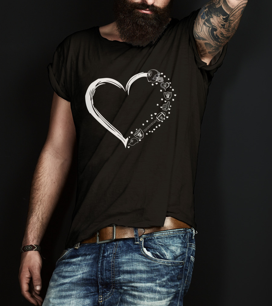 Las Vegas Raiders Heart Logo And Helmet Fan T-Shirt