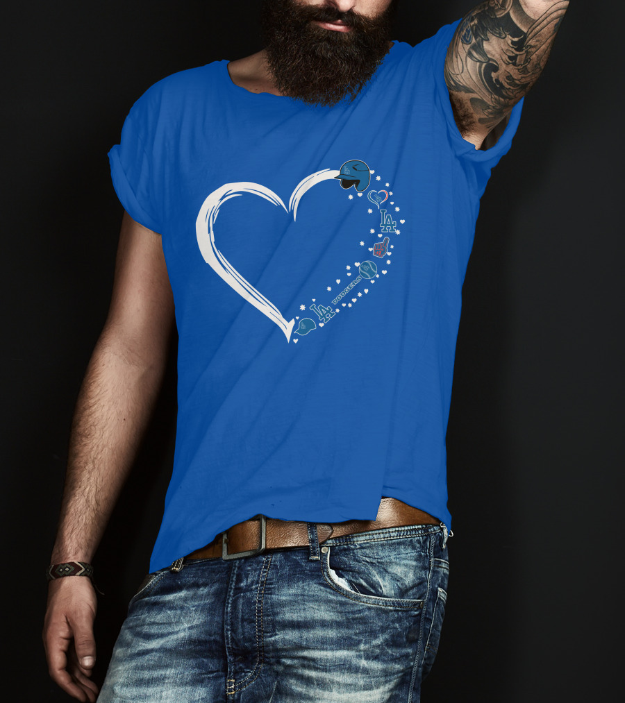 Los Angeles Dodgers Heart LA Dodgers Fan Baseball Symbols T-Shirt