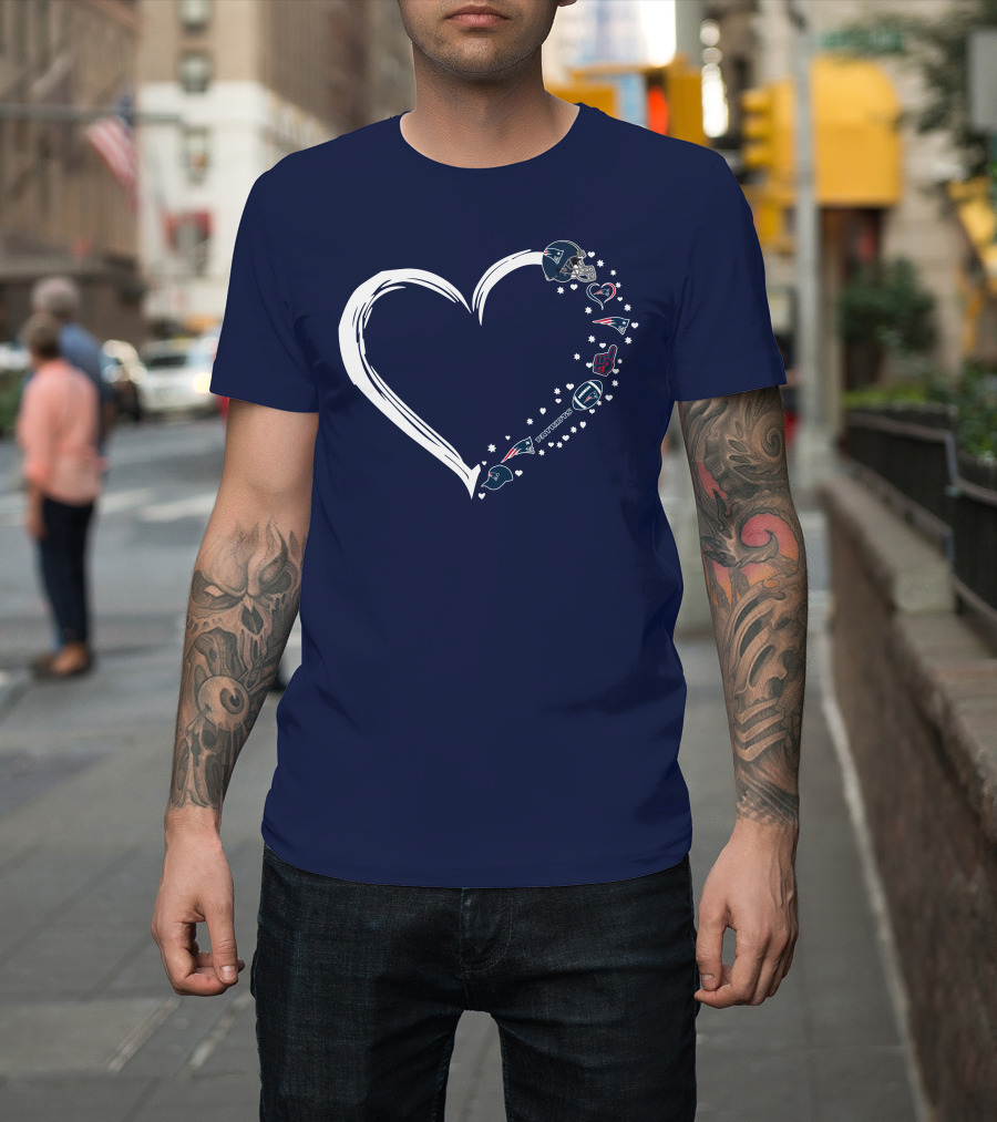 New England Patriots Heart-Shaped Fan Symbols And Stars T-Shirt