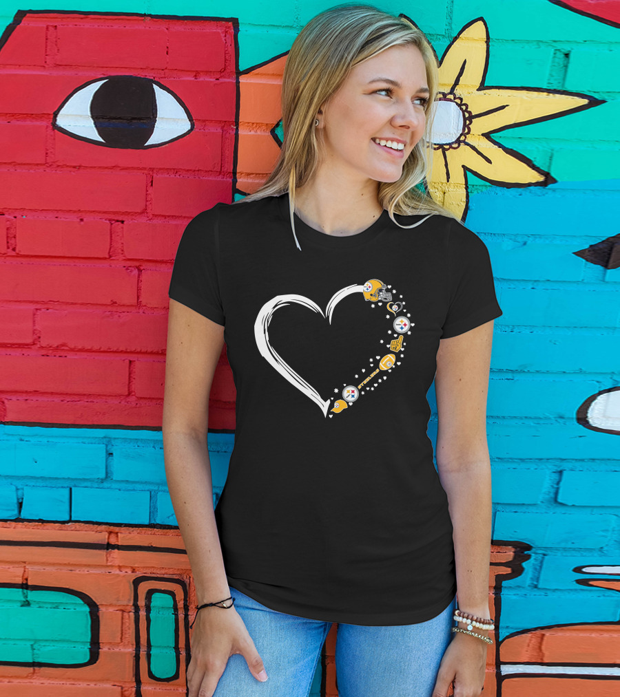 Pittsburgh Steelers Heart Helmet Foam Finger Stars Fan Art #1 Fan T-Shirt