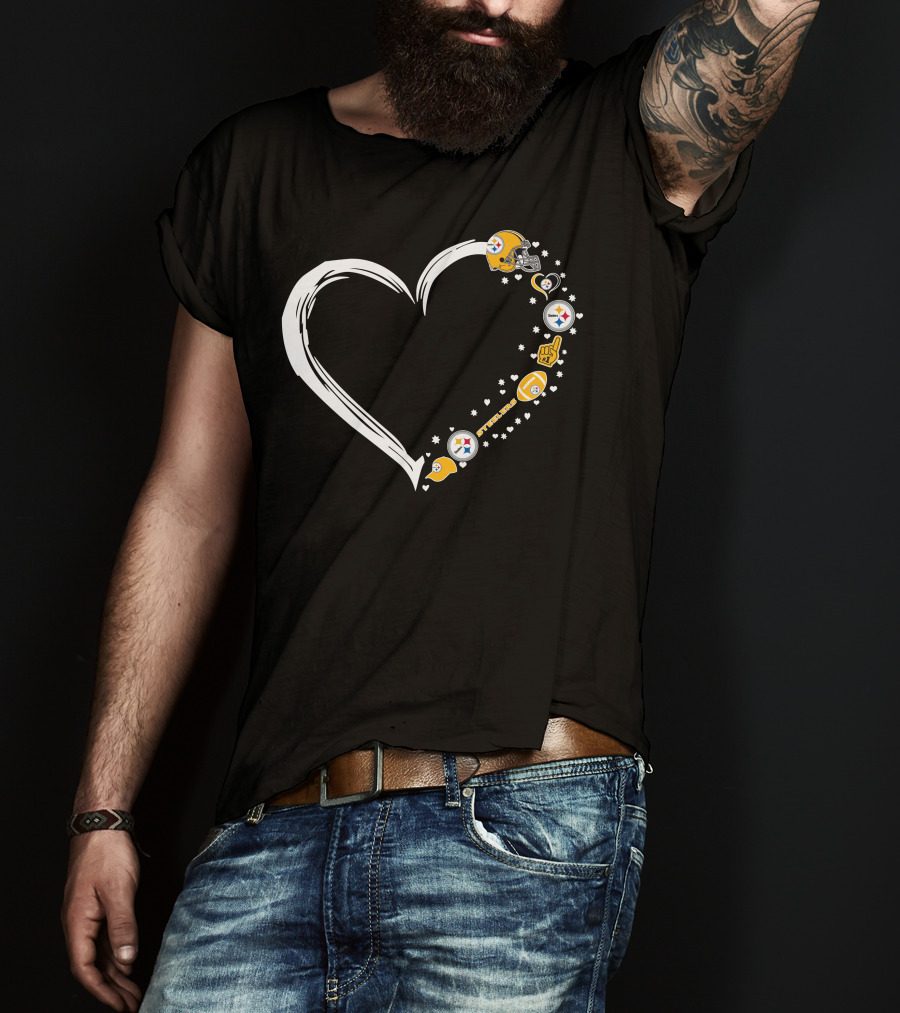 Pittsburgh Steelers Heart Helmet Foam Finger Stars Fan Art #1 Fan T-Shirt