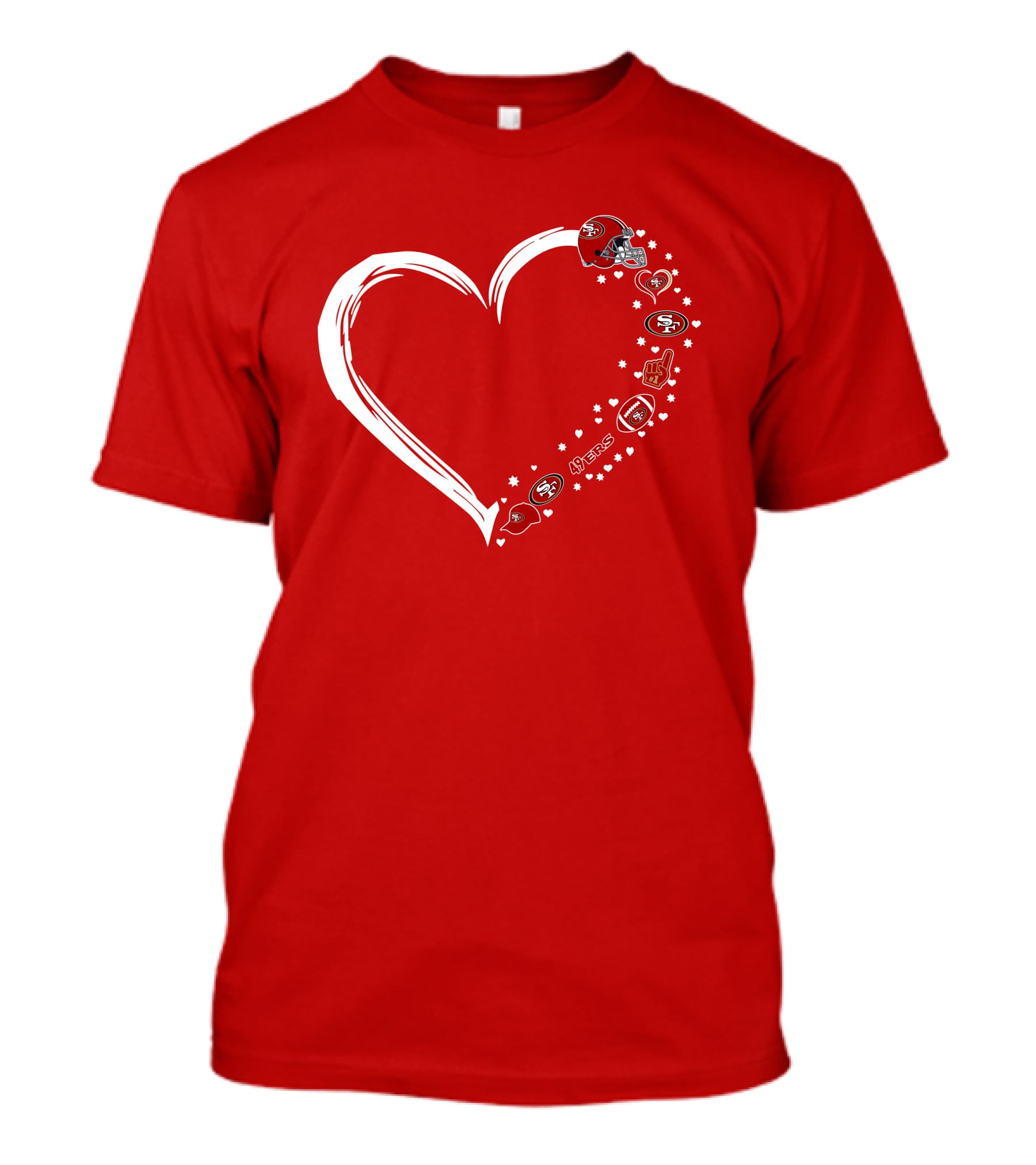 San Francisco 49ers Heart Design With Helmet T-Shirt