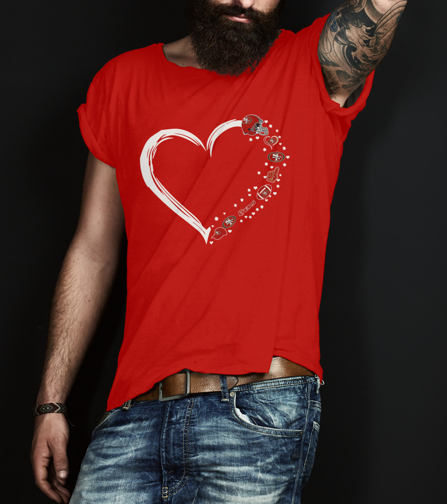 San Francisco 49ers Heart Design With Helmet T-Shirt