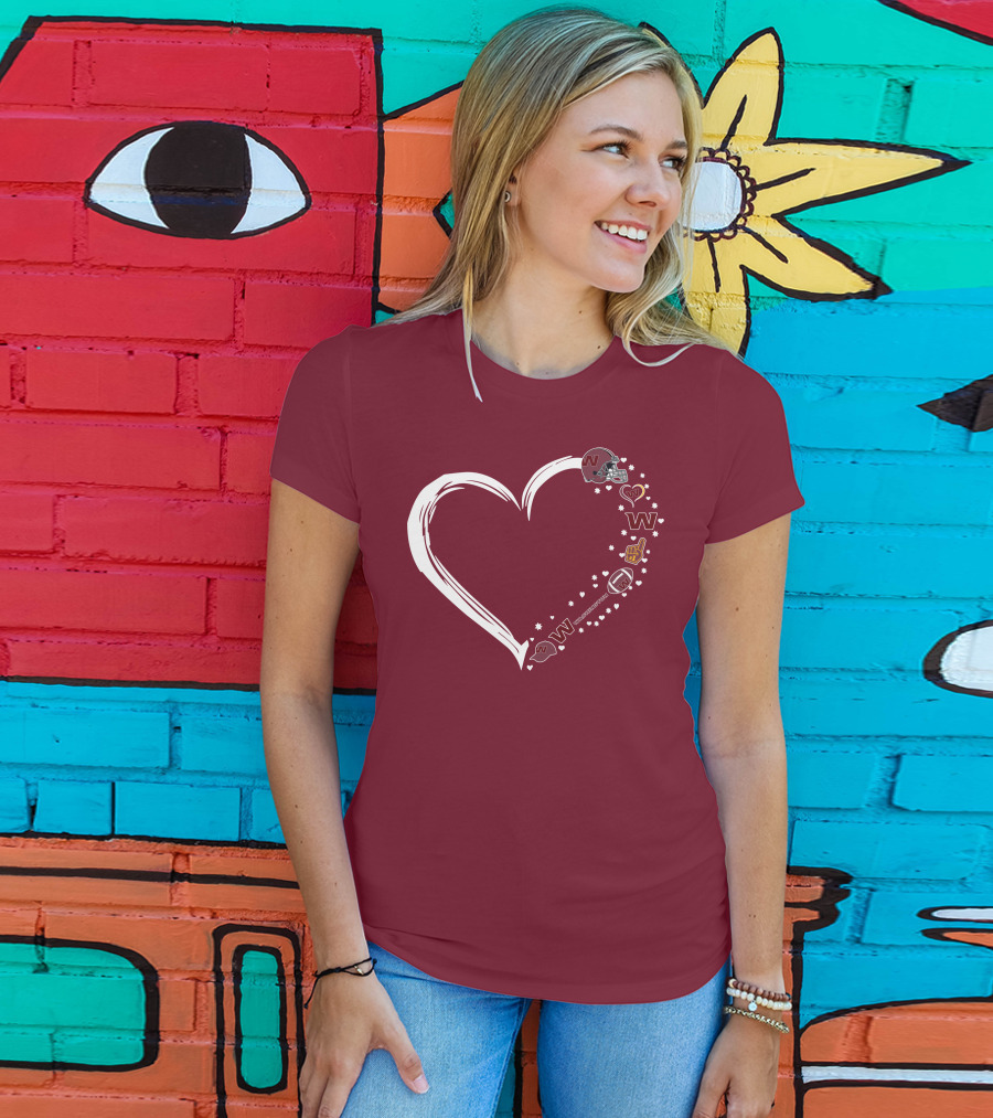 Washington Football Team Heart Helmet Fan W Love #1 T-Shirt