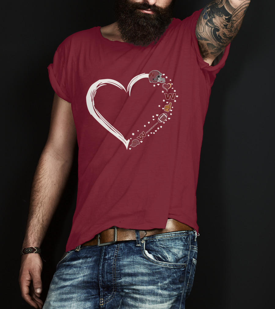 Washington Football Team Heart Helmet Fan W Love #1 T-Shirt