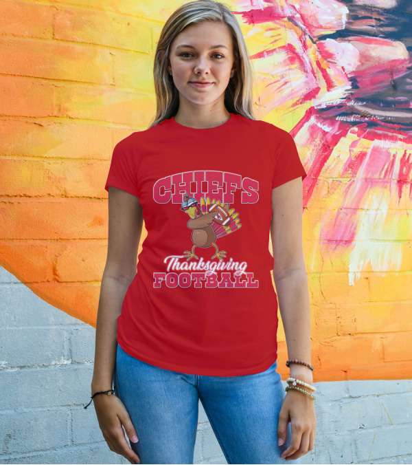 Chiefs Thanksgiving Football Turkey Holding Football T-Shirt