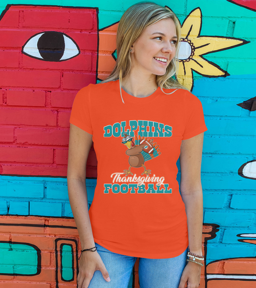 Dolphins Thanksgiving Football Turkey T-Shirt