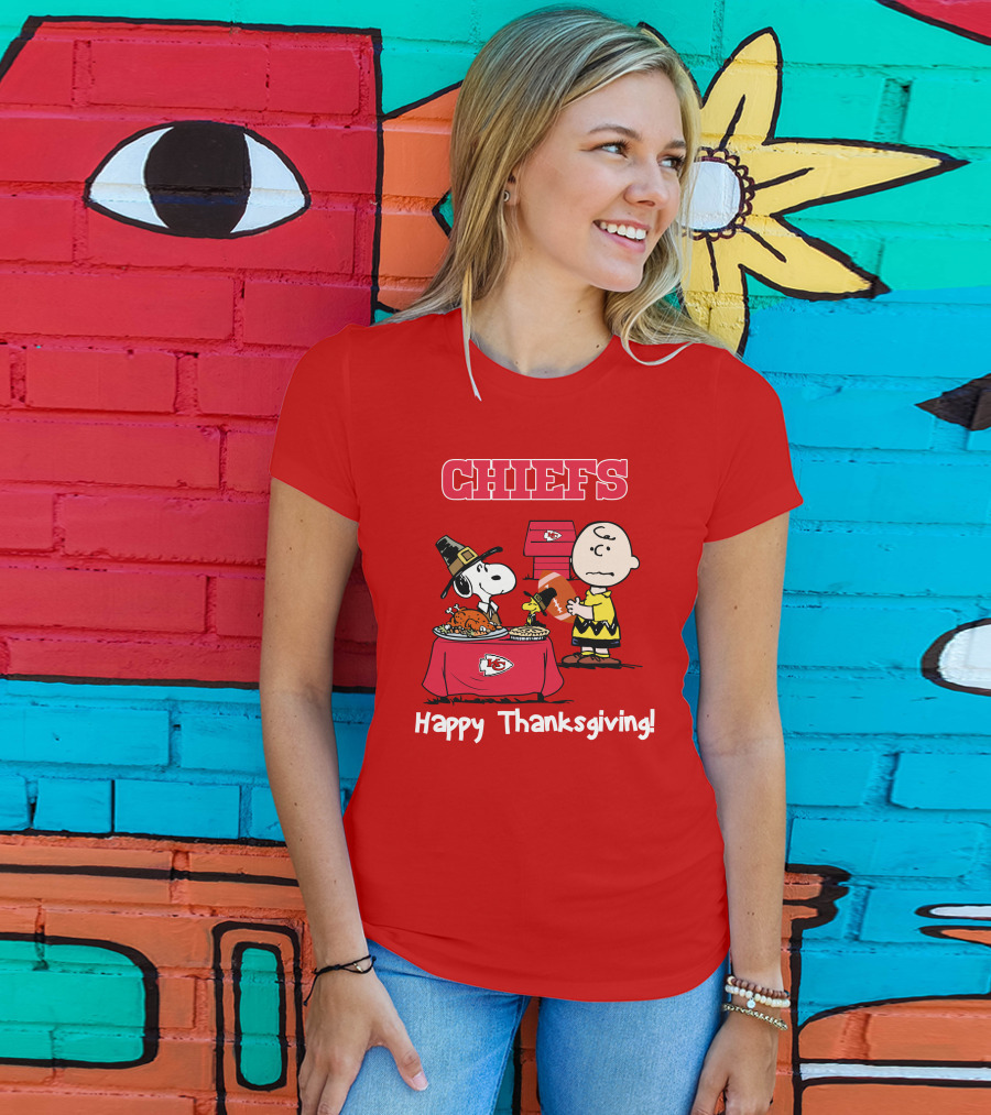 Chiefs Snoopy Charlie Brown Thanksgiving Kansas City Football T-Shirt
