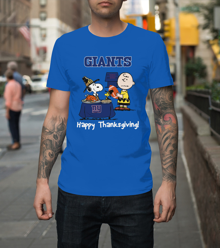 GIANTS Snoopy Happy Thanksgiving Football Charlie Brown T-Shirt