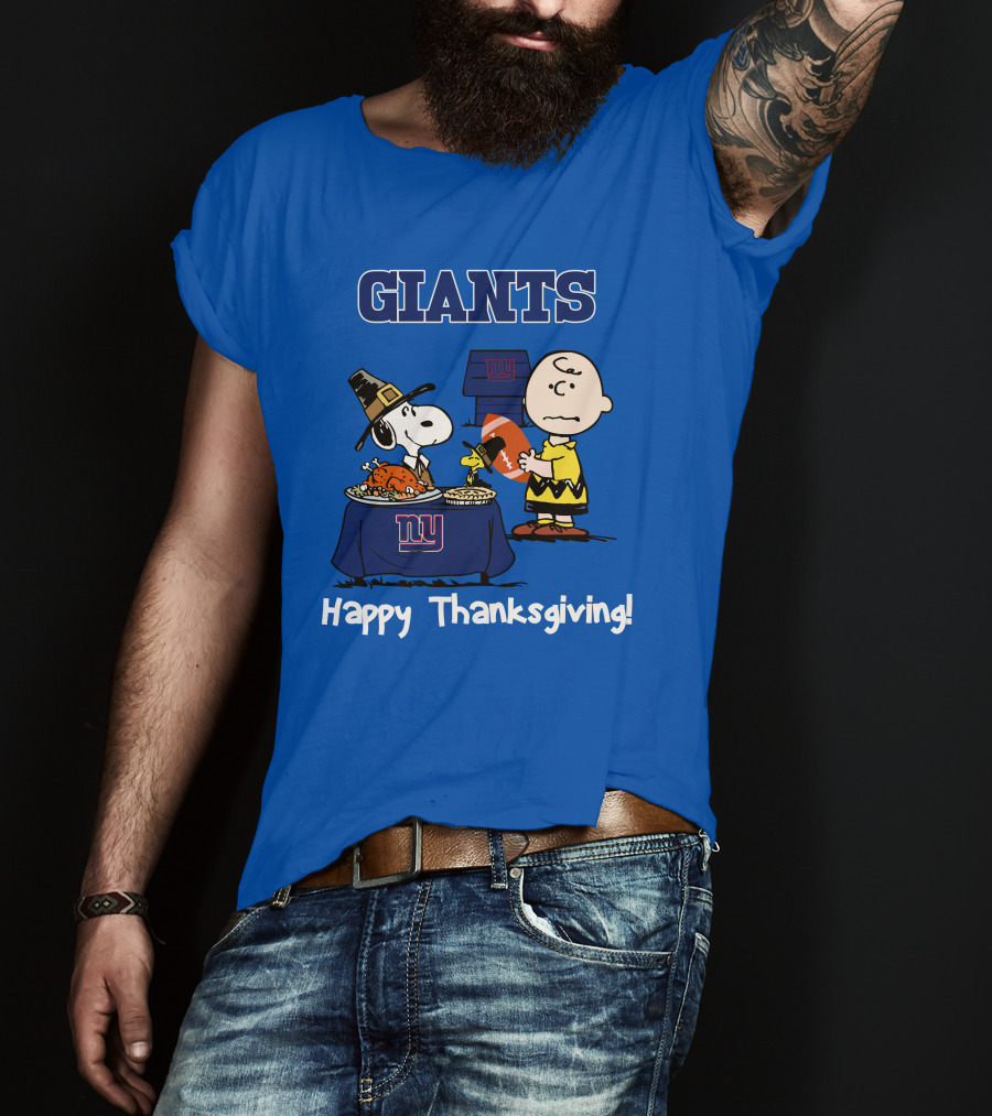 GIANTS Snoopy Happy Thanksgiving Football Charlie Brown T-Shirt