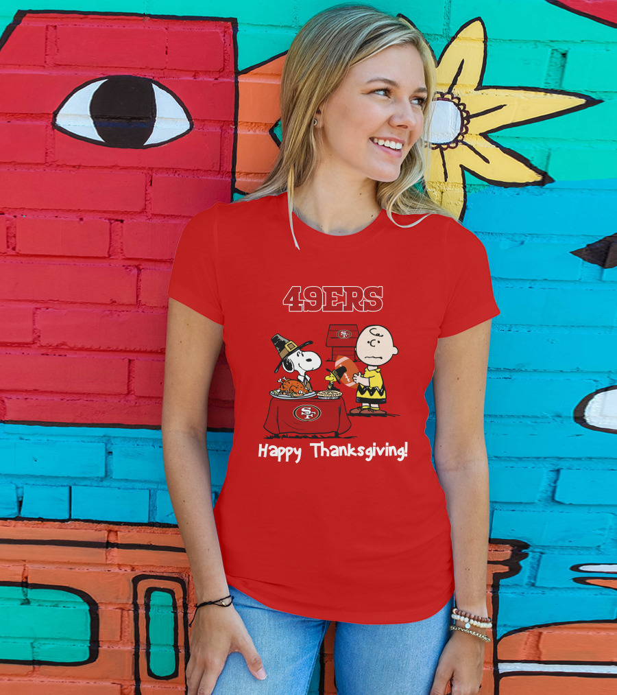 49ers Snoopy And Charlie Brown Thanksgiving T-Shirt