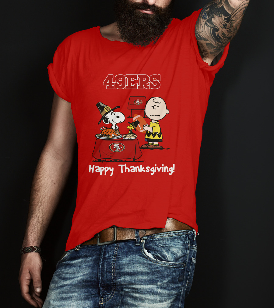 49ers Snoopy And Charlie Brown Thanksgiving T-Shirt