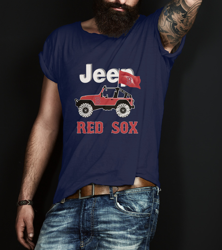 Jeep Red Sox Adventure With Boston Flag T-Shirt