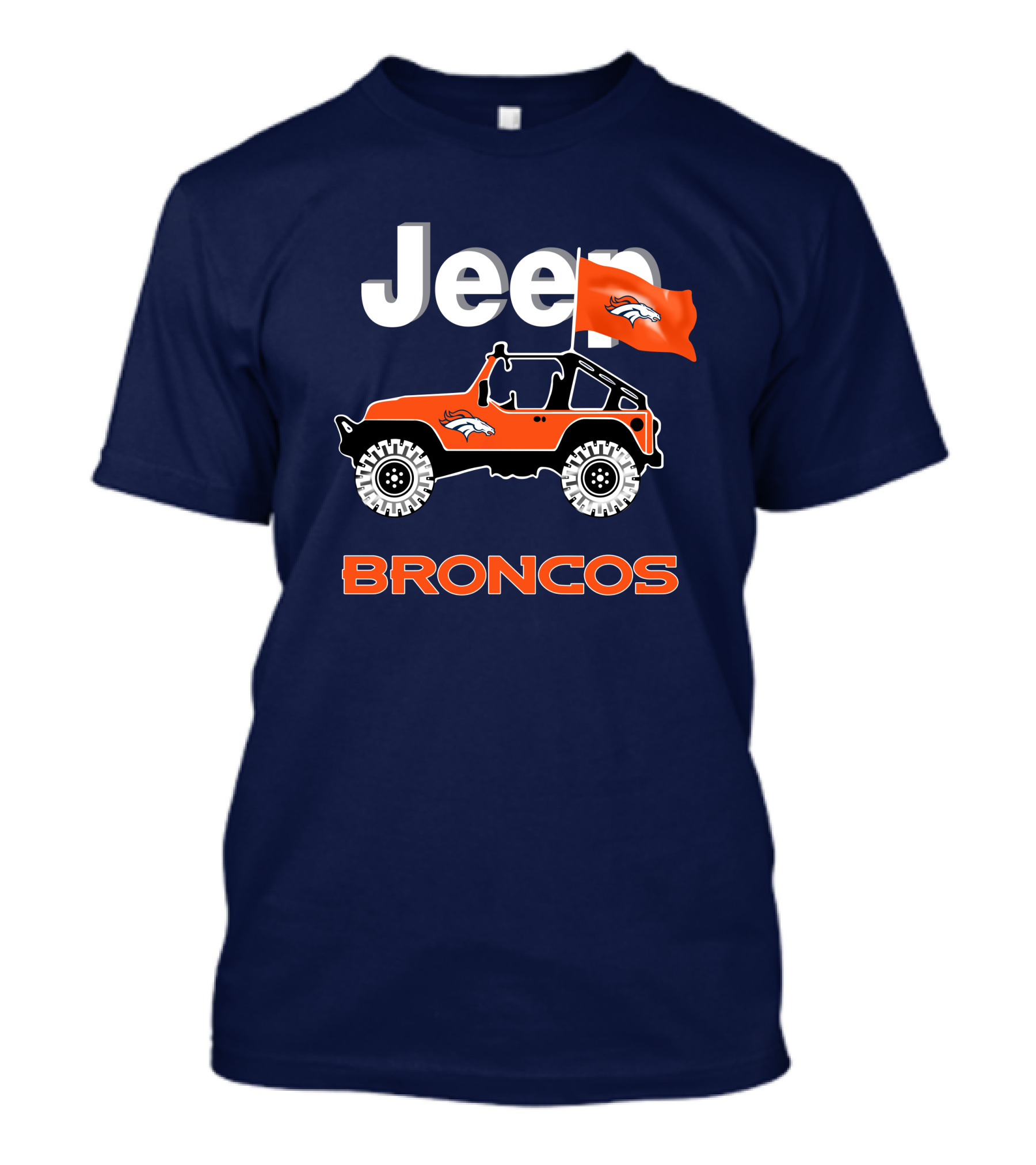 Jeep Broncos Denver Broncos Flag Logo Orange Offroad Fan Gear T-Shirt